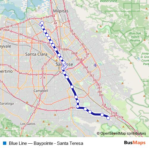 Blue Line tram Line Map