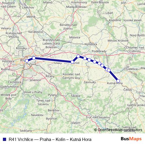 R41 Vrchlice rail Line Map