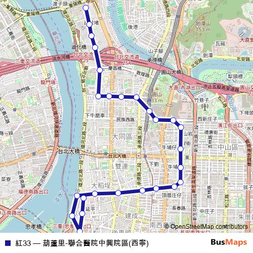 紅33 bus Line Map