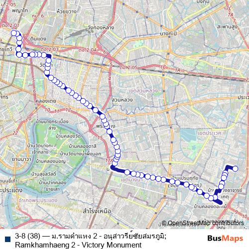 3-8 (38) bus Line Map