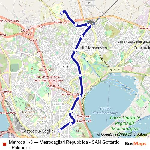 Metroca 1-3 tram Line Map