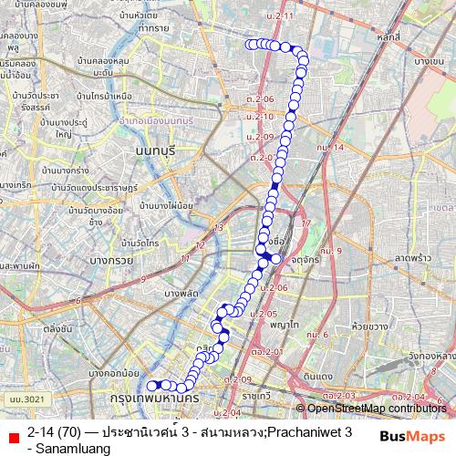 2-14 (70) bus Line Map