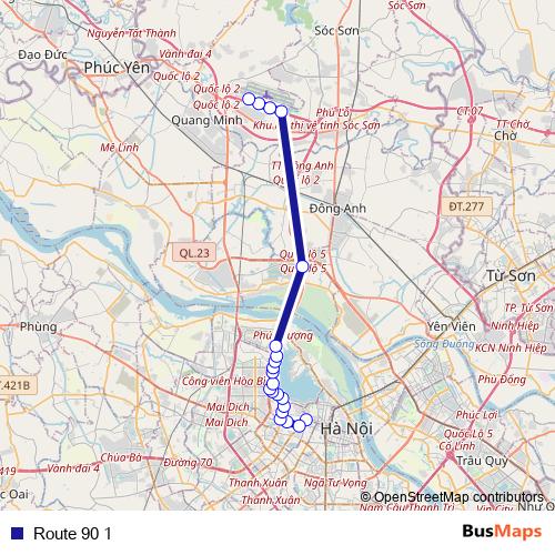 Route 90 1 bus Line Map