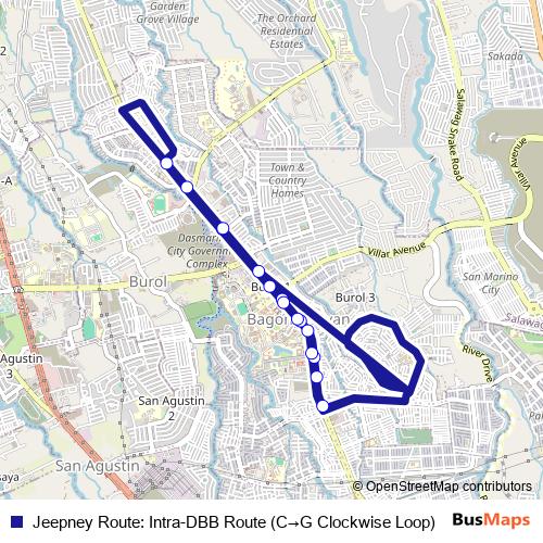 Jeepney Route: Intra-DBB Route (C→G Clockwise Loop) bus Line Map