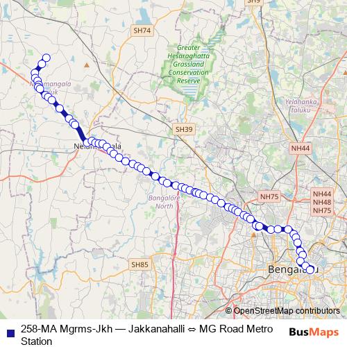 258-MA Mgrms-Jkh bus Line Map