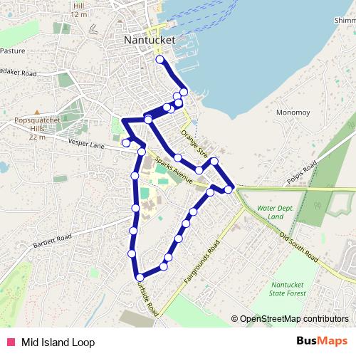 Mid Island Loop bus Line Map