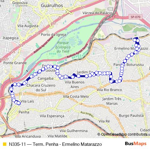 N335-11 bus Line Map