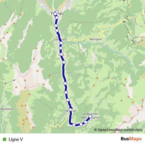 Ligne V bus Line Map