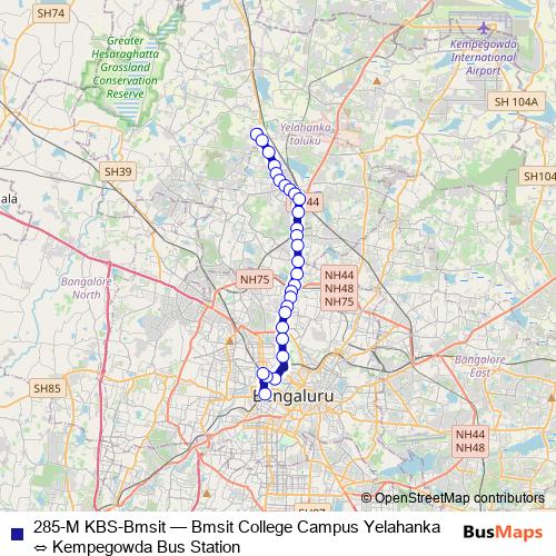 285-M KBS-Bmsit bus Line Map