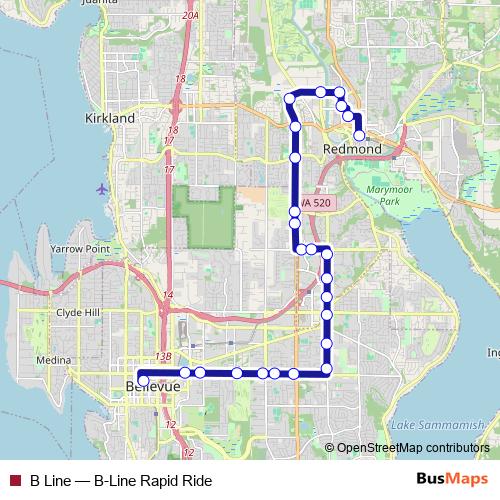 B Line bus Line Map