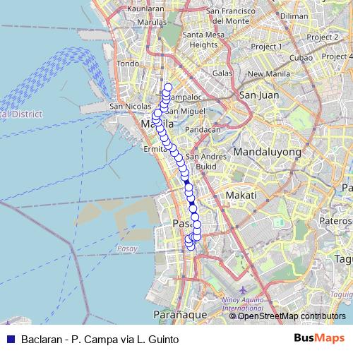 Baclaran - P. Campa via L. Guinto bus Line Map