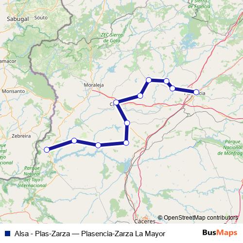 Alsa - Plas-Zarza bus Line Map