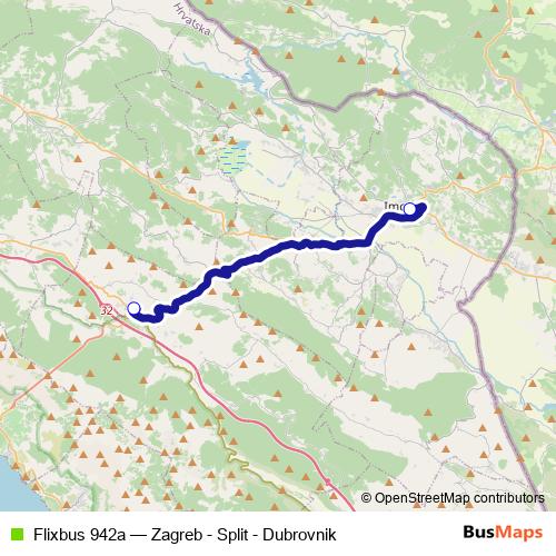 Flixbus 942a bus Line Map