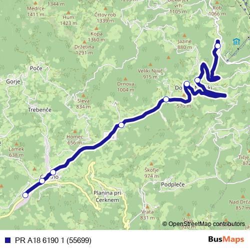 PR A18 6190 1 (55699) bus Line Map