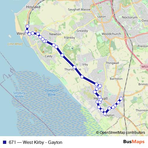671 bus Line Map