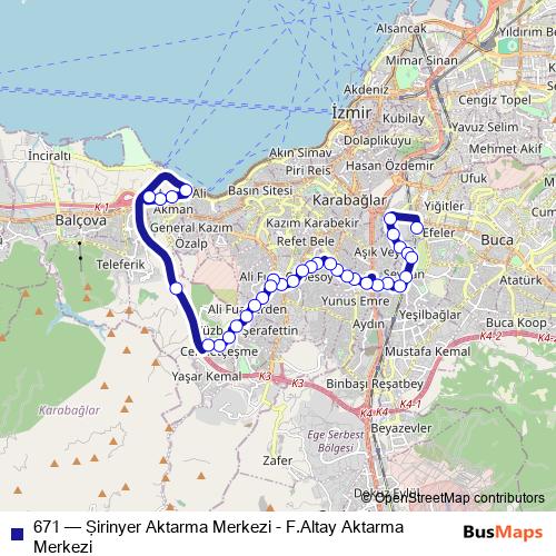 671 bus Line Map