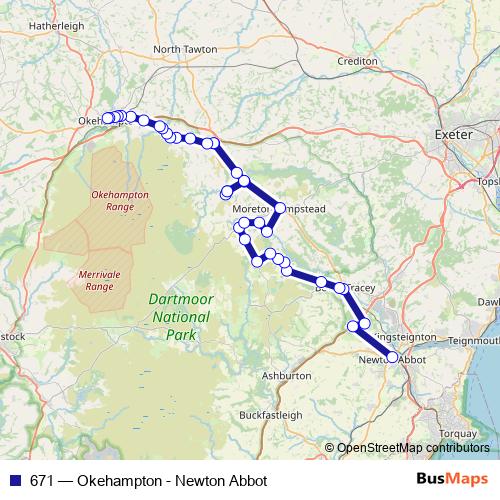 Bus 671 Okehampton - Newton Abbot in South Zeal by MD Coaches