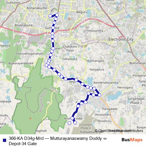 366-KA D34g-Mrd bus Line Map
