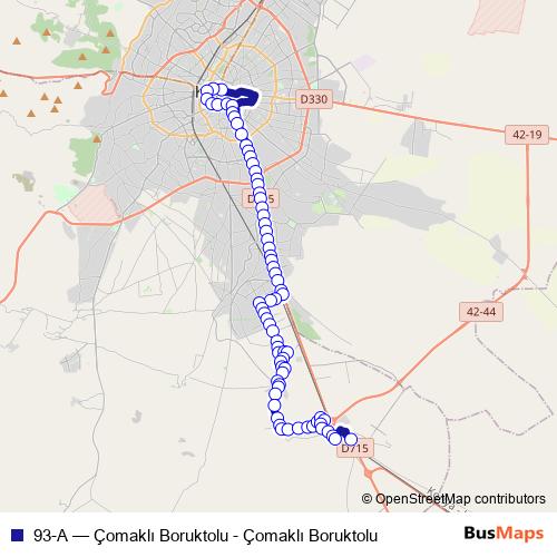 93-A bus Line Map
