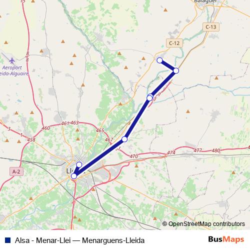 Alsa - Menar-Llei bus Line Map