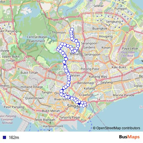 162m bus Line Map