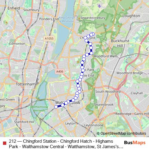 212 bus Line Map
