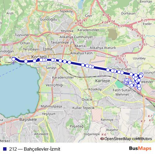 212 bus Line Map