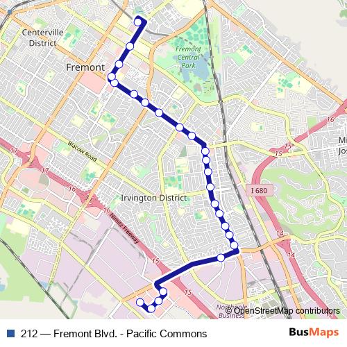 212 bus Line Map