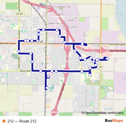 212 bus Line Map