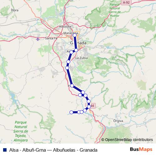 Alsa - Albuñ-Grna bus Line Map