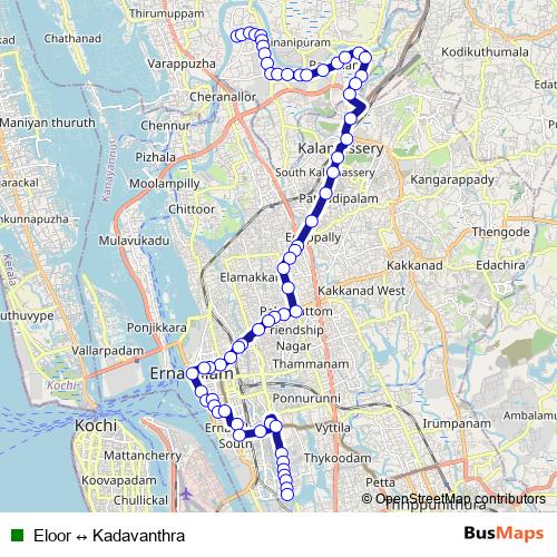 Eloor ↔ Kadavanthra bus Line Map