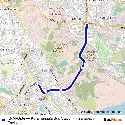 KRM-Gpte bus Line Map