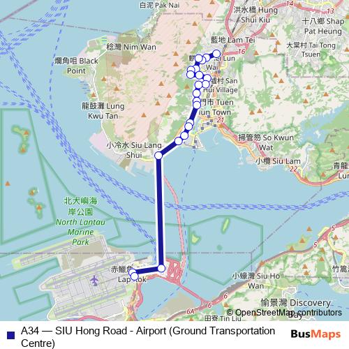 A34 bus Line Map