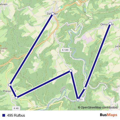495 Rufbus bus Line Map