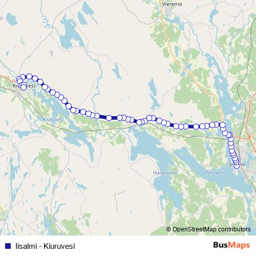 Iisalmi - Kiuruvesi bus Line Map