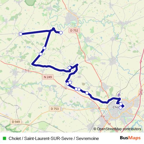Cholet / Saint-Laurent-SUR-Sevre / Sevremoine bus Line Map