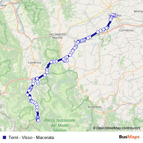 Terni - Visso - Macerata bus Line Map