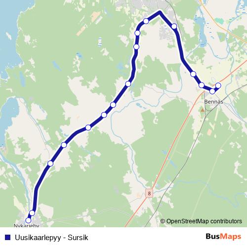 Uusikaarlepyy - Sursik bus Line Map