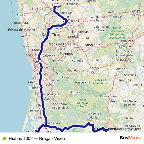 Flixbus 1002 bus Line Map