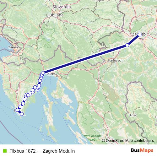 Flixbus 1872 bus Line Map
