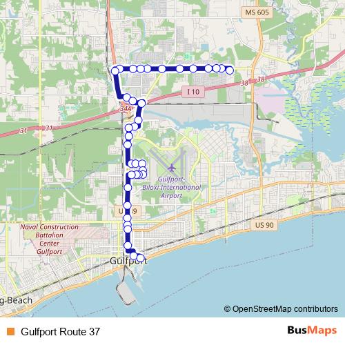 Gulfport Route 37 bus Line Map