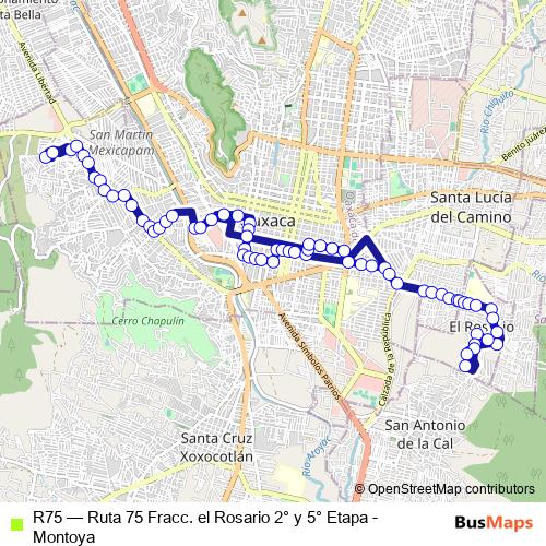 R75 bus Line Map