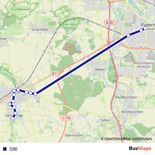 S90 bus Line Map