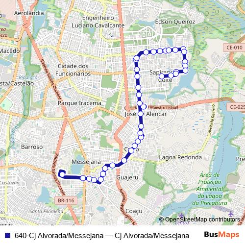 640-Cj Alvorada/Messejana bus Line Map