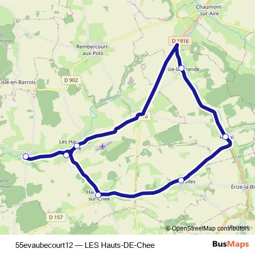 55evaubecourt12 bus Line Map