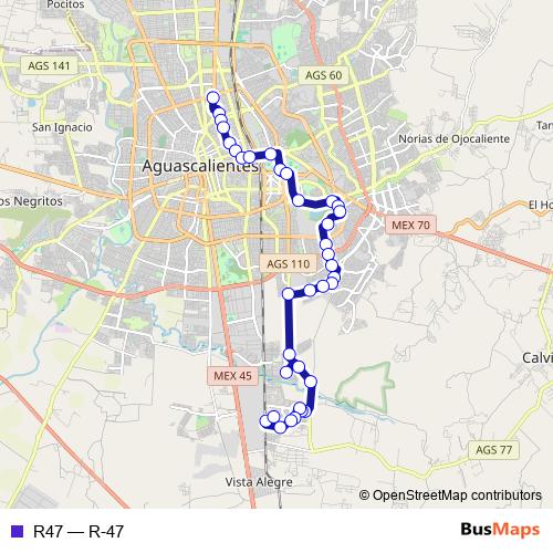 R47 bus Line Map