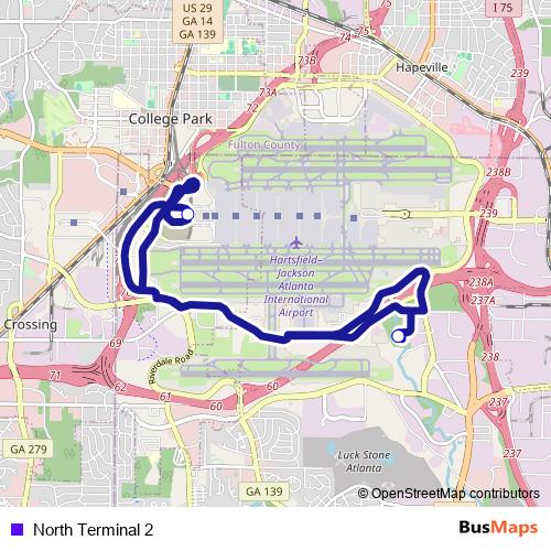 North Terminal 2 bus Line Map
