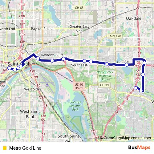 Metro Gold Line bus Line Map