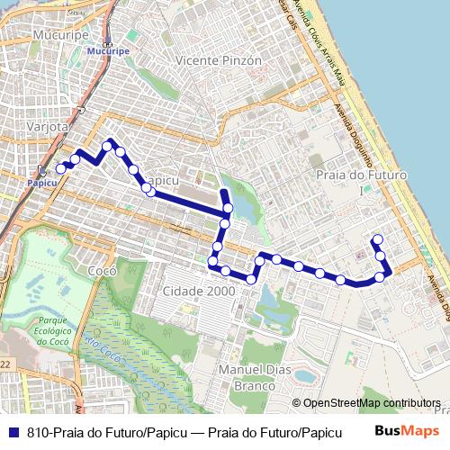 810-Praia do Futuro/Papicu bus Line Map