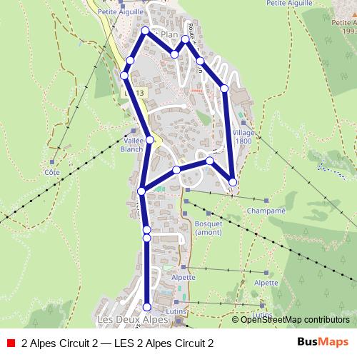 2 Alpes Circuit 2 bus Line Map